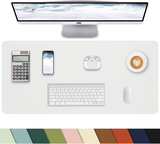 PULeather Non-Slip Desk Mat, Large Mouse Pad & Laptop Desk Pad - Waterproof Writing Pad for Office & Home (Ivory White, 35.4" x 17")