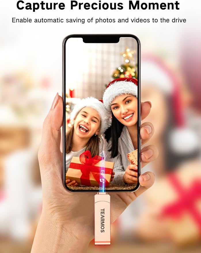 512GB Flash Drive Intended for iPhone iPad, Memory Stick Storage for Photos and Videos Backup, Compatible with iPhone iPad Android PC, Plug and Play, No Application Required (Rose Gold)