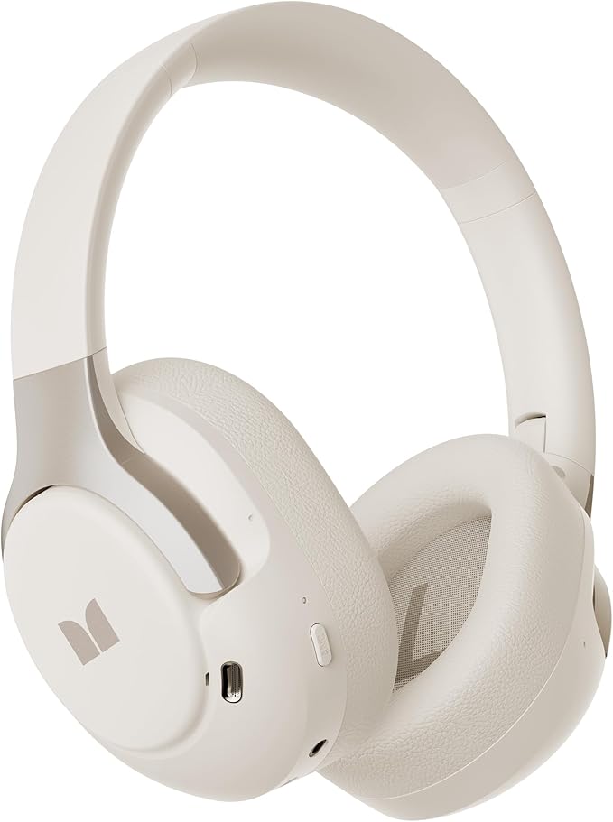 Monster Persona 5th ANC-Wireless Bluetooth Over-Ear Headphones with Microphone, 70H Playtime, Bluetooth 6.0, Comfortable and Foldable Design (Beige)