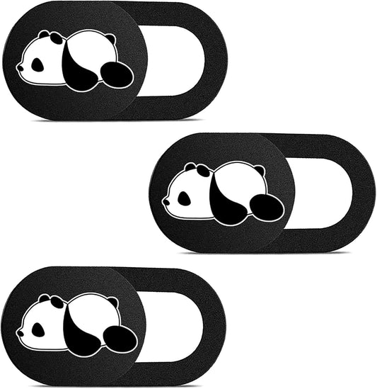 Webcam Cover Slide Cute Pattern Web Camera Cover 0.7mm Thin Fits for Laptop MacBook Pro iMac Air Computer Smartphones Tablets Protect Your Privacy and Security Strong Adhesive (3 Pack-Panda Pattern)