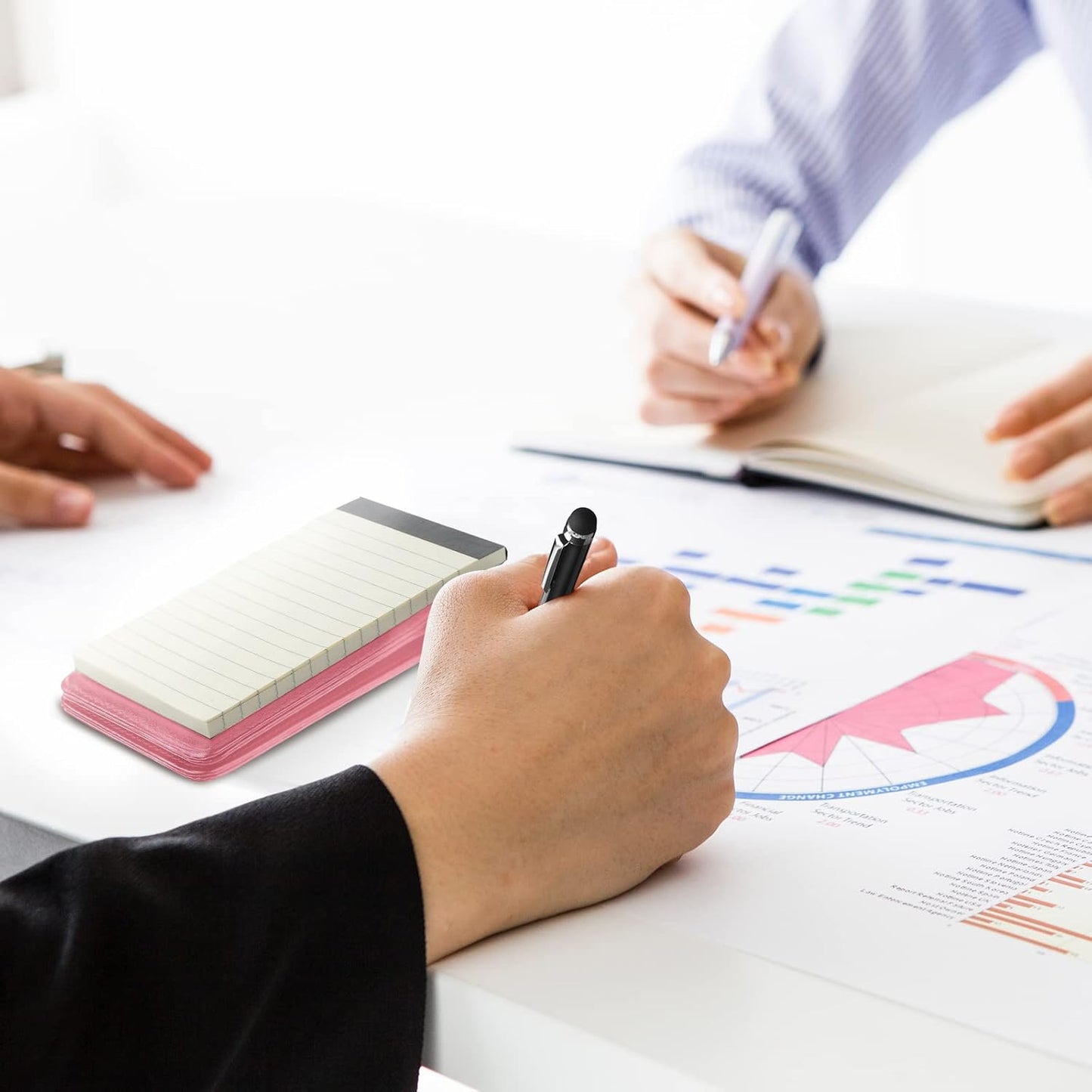 Outus 10 Pcs Pocket Notebook with Pen Set Included Mini Pocket Notepad Holder with 50 Lined Sheets, Metal Pen, 8 Pcs 3 x 5 Inch Memo Book Refills, 30 Lined Paper Per Note Pad (Pink)