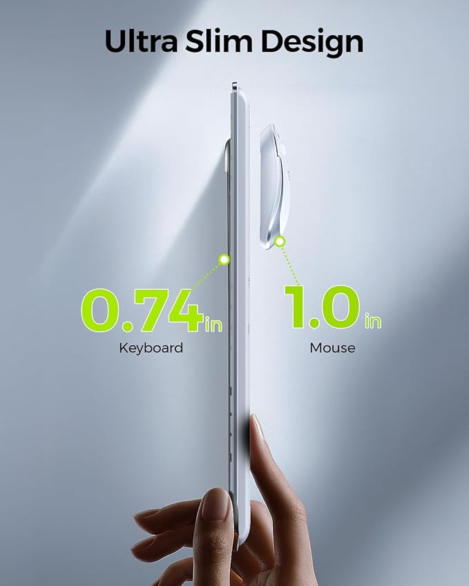 Wireless Keyboard and Mouse Combo - Full Size Slim Thin Wireless Keyboard Mouse with Numeric Keypad 2.4G Stable Connection Adjustable DPI (White & Silver)