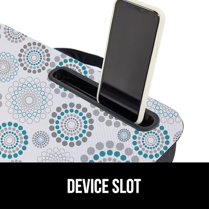 GORILLA GRIP Laptop Lap Desk with Phone Holder, Pillow Cushion Desks Fit Laptops up to 15.6", Tray Ledge Keep Computers in Place, Portable Travel Workstation Essentials for Home, Dorm, Spiral Pattern