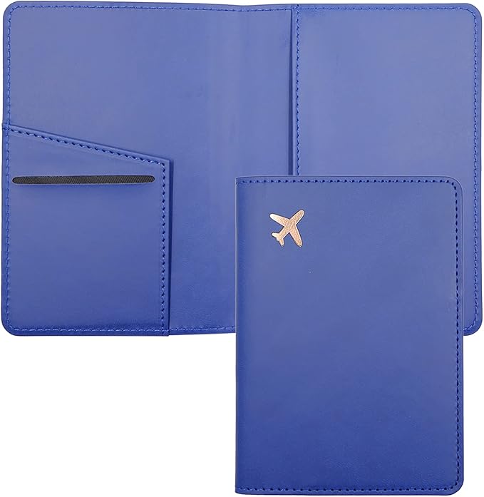 Deziliao Passport Wallet, Blue, Unisex, Faux Leather, Waterproof, Rfid Blocking, Slim, Lightweight, 20 Inch