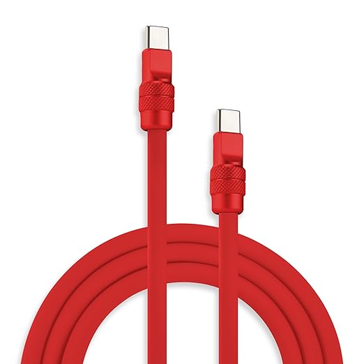 chubbycable Chubby 2.0 Fast Charging Cable Durable Soft Silicone USB C Cable 240W Extra Thick Charger Cord Compatible with iPhone 17-15 Series iPad, Red+Red, Type-C to Type-C, 4.9FT