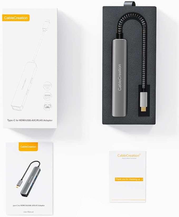 USB C Hub Multiport Adapter, CableCreation 5-in-1 USB C Adapter Aluminum Shell with 4K HDMI, 1Gbps Ethernet, 3 USB 3.0 Ports for MacBook Pro/Air 2020/2019, iPad Pro 2020, Surface Go, XPS