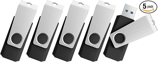 TOPESEL 5 Pack 64GB USB 3.0 Flash Drives, Thumb Drives for PC and Laptops