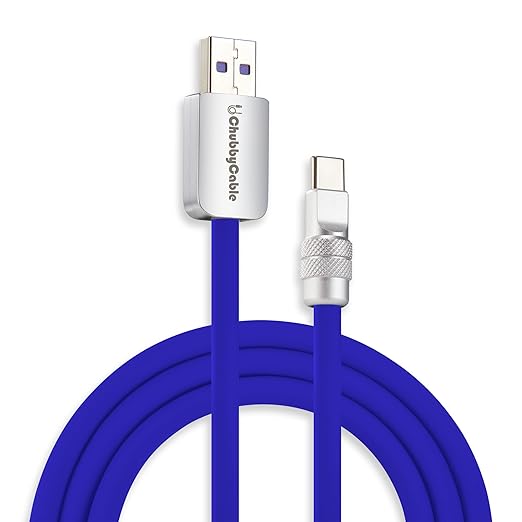 chubbycable Chubby 2.0 Fast Charging Cable Durable Soft Silicone USB C Cable 120W Extra Thick Charger Cord Compatible with iPhone 17-15 Series iPad, Dark Blue, USB-A to Type-C, 6.6 FT