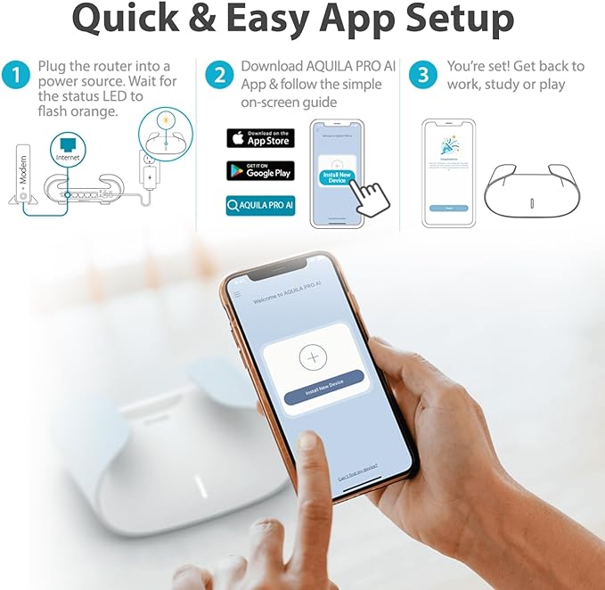 D-Link AX3000 WiFi 6 Mesh Router - Contemporary Ecofriendly Design - High-Performance - Feature Rich - AI Enabled - Parental Controls – Covers up to 2800+ sq. ft – Expandable Mesh (M30)