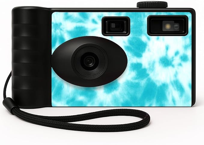 LENSY Screen Free Digital Camera | Four Built in Filters | Rechargeable, 8mp, Lightweight, Focus-Free, Auto-Flash, Easy-to-Use, Reusable, Retro Film-Style Photos (Blue Tie Dye)