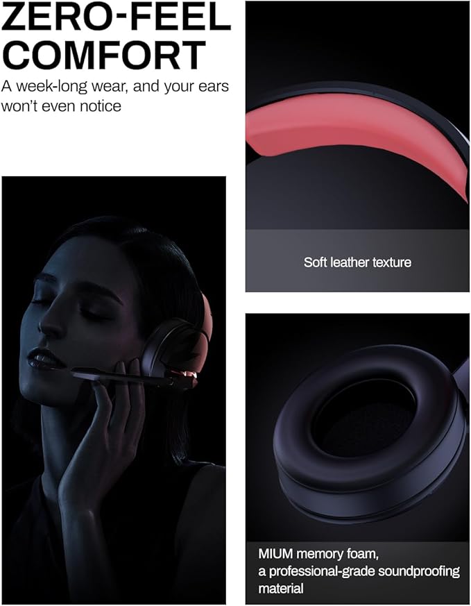 acer Wireless Gaming Headset, PS5 Headset with 2.4GHz for Ps5, Ps4, PC, Switch, Bluetooth 5.3 + 100Hrs Gaming Headphones with Noise Canceling Mic for Laptop, Mobile, Mac, 50mm Drivers (Blackpink)