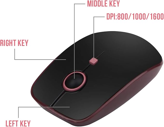 Letton USB Retro Typewriter Keyboard, Wireless Full Size with 104 Colorful Round Key and Cute Mouse with 3 DPI, 2.4GHz for Office Computer Laptop Mac PC-Black