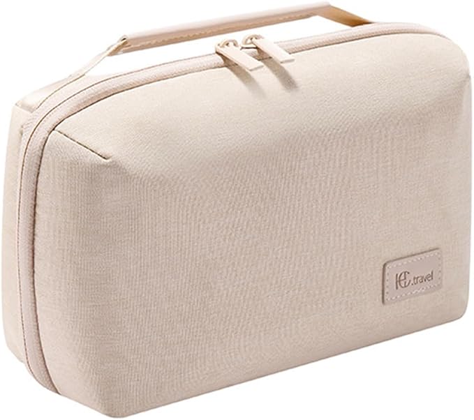 Kaxich Travel Electronics Organizer, Electronics Accessories Bag Portable Cable Organizer Case Waterproof Universal for Adapters Memory Cards, USB Cables (Beige)