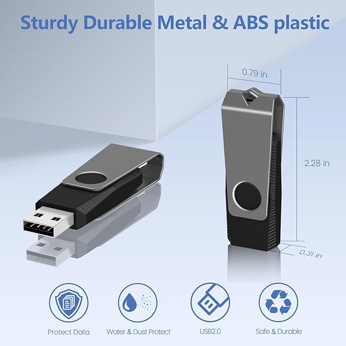 AGECASH 8GB Flash Drives 20 Pack USB 2.0 Flash Drives 8GB Thumb Drive 20 Packs Swivel Pendrive Zip Drive USB Memory Stick with 20PCS Lanyard Jump Drive Multipack Gray