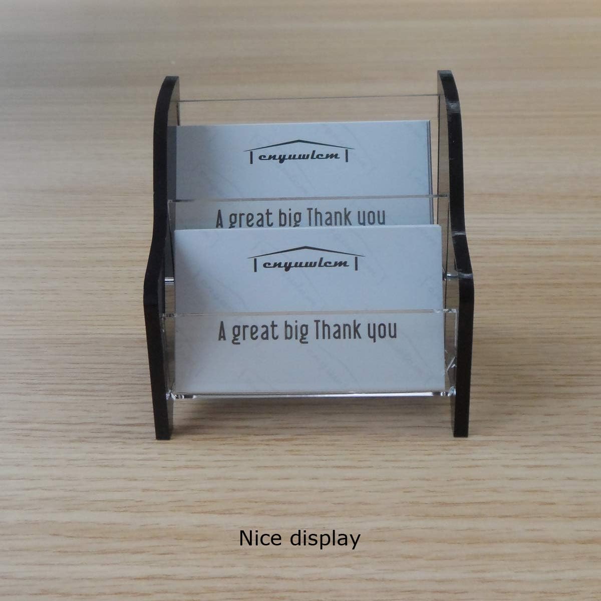 Enyuwlcm Acrylic 2 Tier Business Card Holder Display for Desk Elegant Business Card Stand for Office Counter Black/Clear