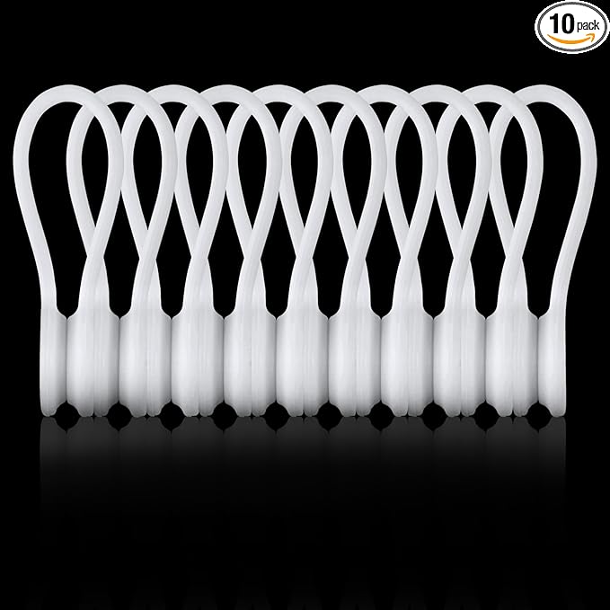 Kanemc White Magnetic Cable Ties 10-Pack, Silicone Cord Twist Ties Magnet Strap For Charging Wire Organizer, Earphone Cords Wrap, Fridge Magnets, Storage Or Travel