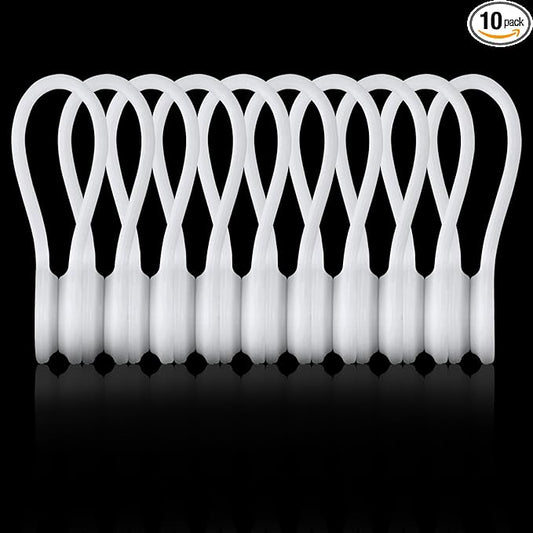Kanemc White Magnetic Cable Ties 10-Pack, Silicone Cord Twist Ties Magnet Strap For Charging Wire Organizer, Earphone Cords Wrap, Fridge Magnets, Storage Or Travel