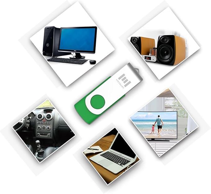 MOSDART USB2.0 16GB Flash Drive, Swivel Design with LED Indicator, Keychain Loop, FAT32 Memory Stick for Data Storage, Green(Pack of 10)