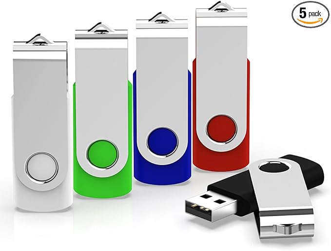 KEXIN Flash Drive 32 GB 5 Pack Thumb Drive 32GB USB Flash Drive Memory Stick Flash Drives USB 2.0, 5 Multi-Color (Black, Blue, Green, White, Red)