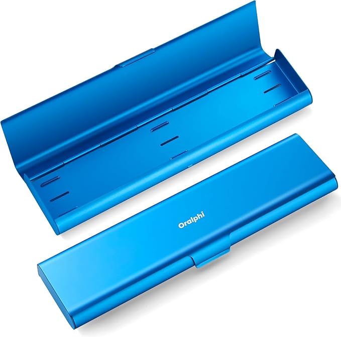 Wider Aluminum Toothbrush Travel Case, Portable Travel Toothbrush Holder, Durable Manual Toothbrush Box Container for Traveling, Bathroom, Camping, Business Trip, Blue