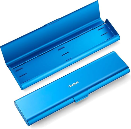 Wider Aluminum Toothbrush Travel Case, Portable Travel Toothbrush Holder, Durable Manual Toothbrush Box Container for Traveling, Bathroom, Camping, Business Trip, Blue