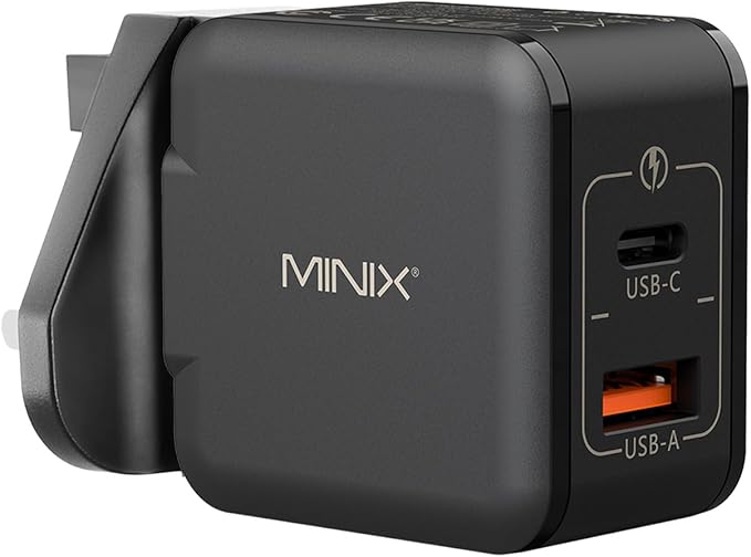 MINIX P1 Mini 30W USB C Charger, 33W PPS 2-Port GaN Charger 1 USB-C Port, 1 USB-A Port with Foldable Plug, Compatible with iPhone 8-15/16 Series, Galaxy S10-S23, Pad and More