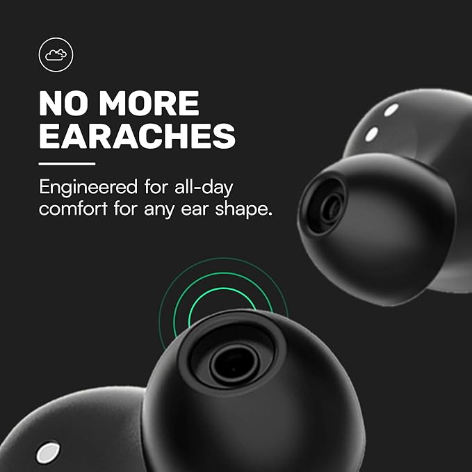 Raycon Everyday Earbuds Classic Bluetooth Wireless with Microphone - Stereo Sound, Active Noise Canceling, in-Ear Bluetooth Headset True Wireless Earbuds 32 Hours Playtime (Black)