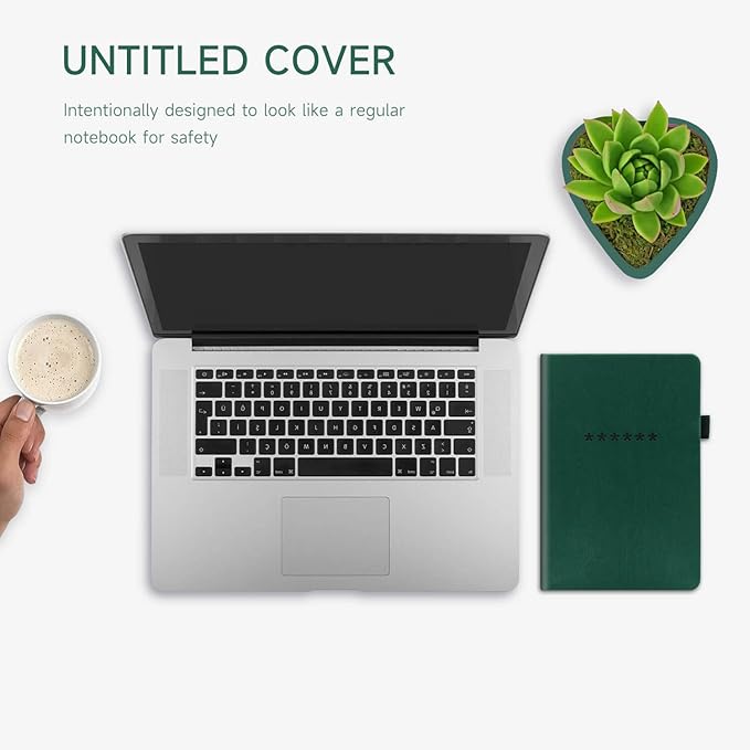 Password Book with Alphabetical Tabs – Hardcover Internet Address & Password Organizer – Password Keeper Notebook for Computer & Website – 5.2 x 7.6" Log-in Password Journal w/ Thick Paper (Earth Green)