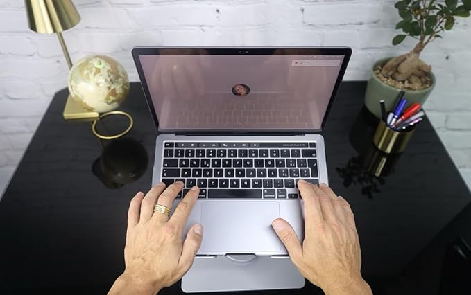 Vanli's Adjustable Laptop Stand With 360 Rotating Base, Foldable Ergonomic Riser for Desk, Swivel Computer Stand for Tablet, Metal Holder Collapsible, Fits 13-17" MacBook