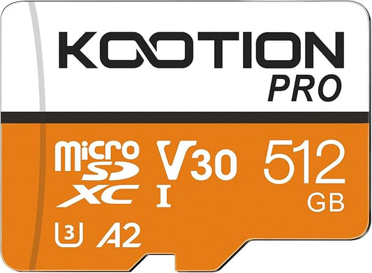 KOOTION 512GB Micro SD Card Up to 170MB/s, microSDXC UHS-I Memory Card, C10, U3, A2, V30, Full HD, 4K UHD, TF Card for Drones/Gaming Console