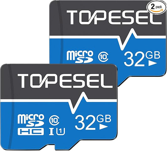 TOPESEL 32GB Micro SD Card 2 Pack Memory Cards Micro SDHC UHS-I TF Card Class 10 for Camera/Drone/Dash Cam(2 Pack U1 32GB)