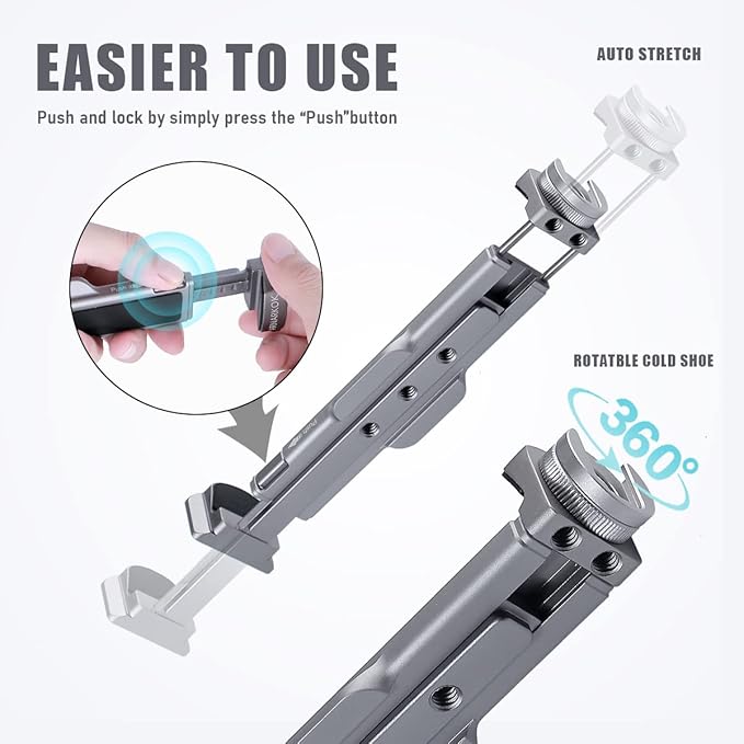 Metal Tablet Tripod Mount, 7.9-12.9in Ipad Holder, Rotatable Cold Shoe, 2 Acra Swiss QR Bracket, Universal Tablet Mount for Video Recording