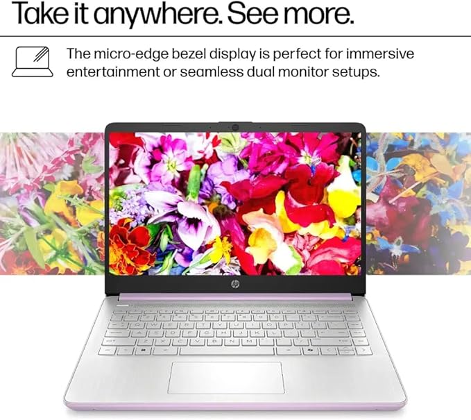 HP Ultrabook, Intel CPU, 8GB RAM, 1.6TB Storage (128GB OnBoard w/ 512GB Portable Drive + 1TB OneDrive), Up to 12 Hours Battery Life, Windows 11 Pro, Honey Lavender, w/WOWPC 3-in-1 Bundle