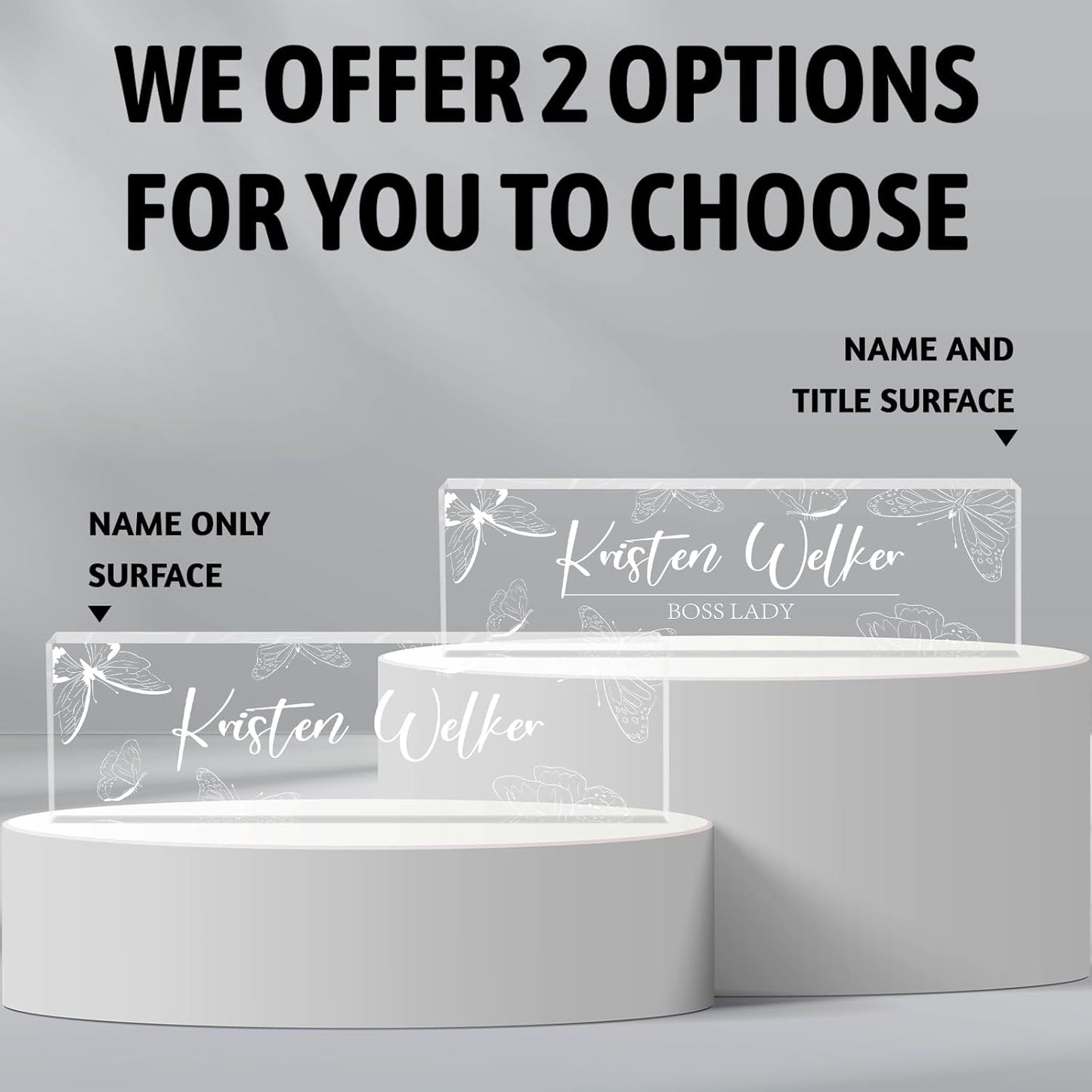 Personalized Desk Name Plates, Acrylic Engraved Name Plate for Desk, Custom Office Gifts & Desk Decor for Women Men, Employee Appreciation Gifts for Boss Teacher Nurse