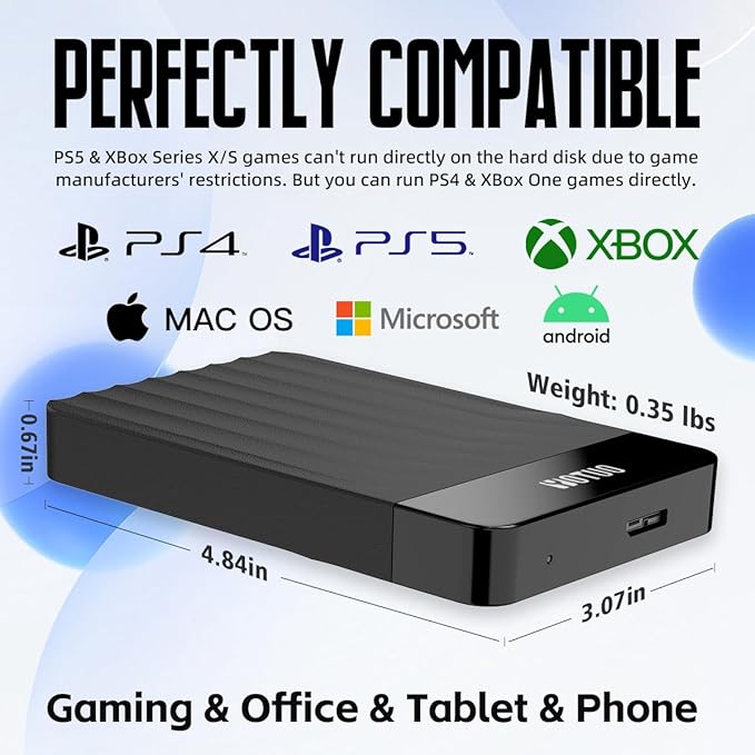 Portable External Hard Drive Storage Expansion Mobile HDD USB 3.0 for PC, Mac, Desktop, Laptop, PS4, PS5, Xbox One X/S, Xbox 360, Xbox Series X/S, Office & Game (Black, 750GB)