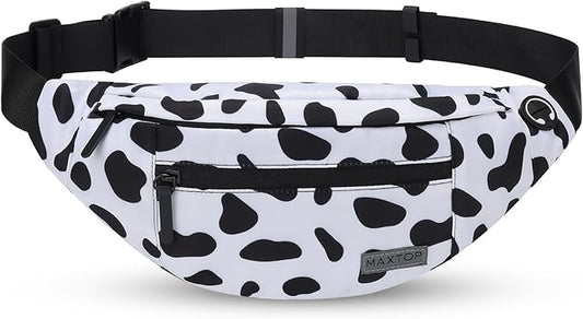 MAXTOP Large Crossbody Fanny Pack with 4-Zipper Pockets,Gifts for Enjoy Sports Festival Workout Traveling Running Casual Hands-Free Wallets Waist Pack Phone Bag Carrying All Phones