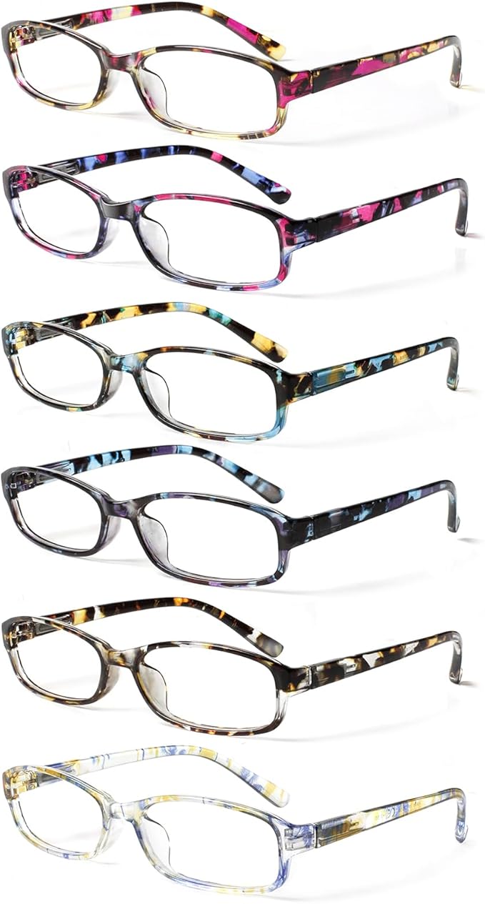 NORPERWIS 6 Pack Ladies Reading Glasses for Women Blue Light Blocking Spring Hinge Fashion Eyeglasses Readers for Women (6 Pack Mix Color-9, 1.50)