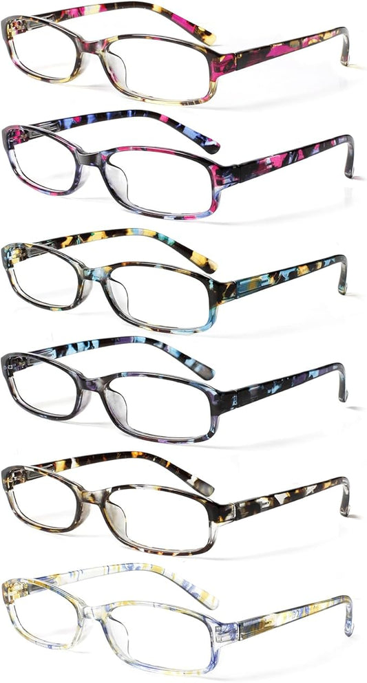 NORPERWIS 6 Pack Ladies Reading Glasses for Women Blue Light Blocking Spring Hinge Fashion Eyeglasses Readers for Women (6 Pack Mix Color-9, 1.00)