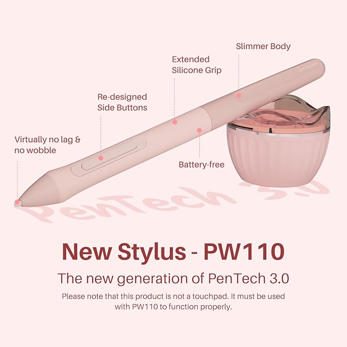 HUION Inspiroy 2 Small Drawing Tablet, Digital Art Tablet with Scroll Wheel, 6 Hot Keys, Battery-Free Stylus, Pink Graphics Tablet for Drawing, Design, Writing, Work with PC, Mac & Android