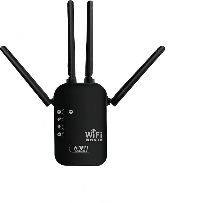 1200Mbps WiFi Extender Signal Booster,WiFi Extender Dual Band for Home，New Gen 6X Faster Internet Booster Extender, WiFi Repeater Coverage up to 10K sq.ft and 65 Devices(Black)