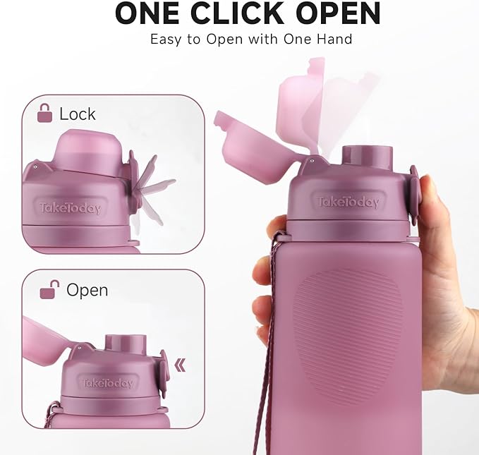 TakeToday Collapsible Water Bottles 32oz, Foldable Travel Water Bottle, BPA Free, Silicone Water Bottle Leakproof for Hiking, International Travel, Outdoors