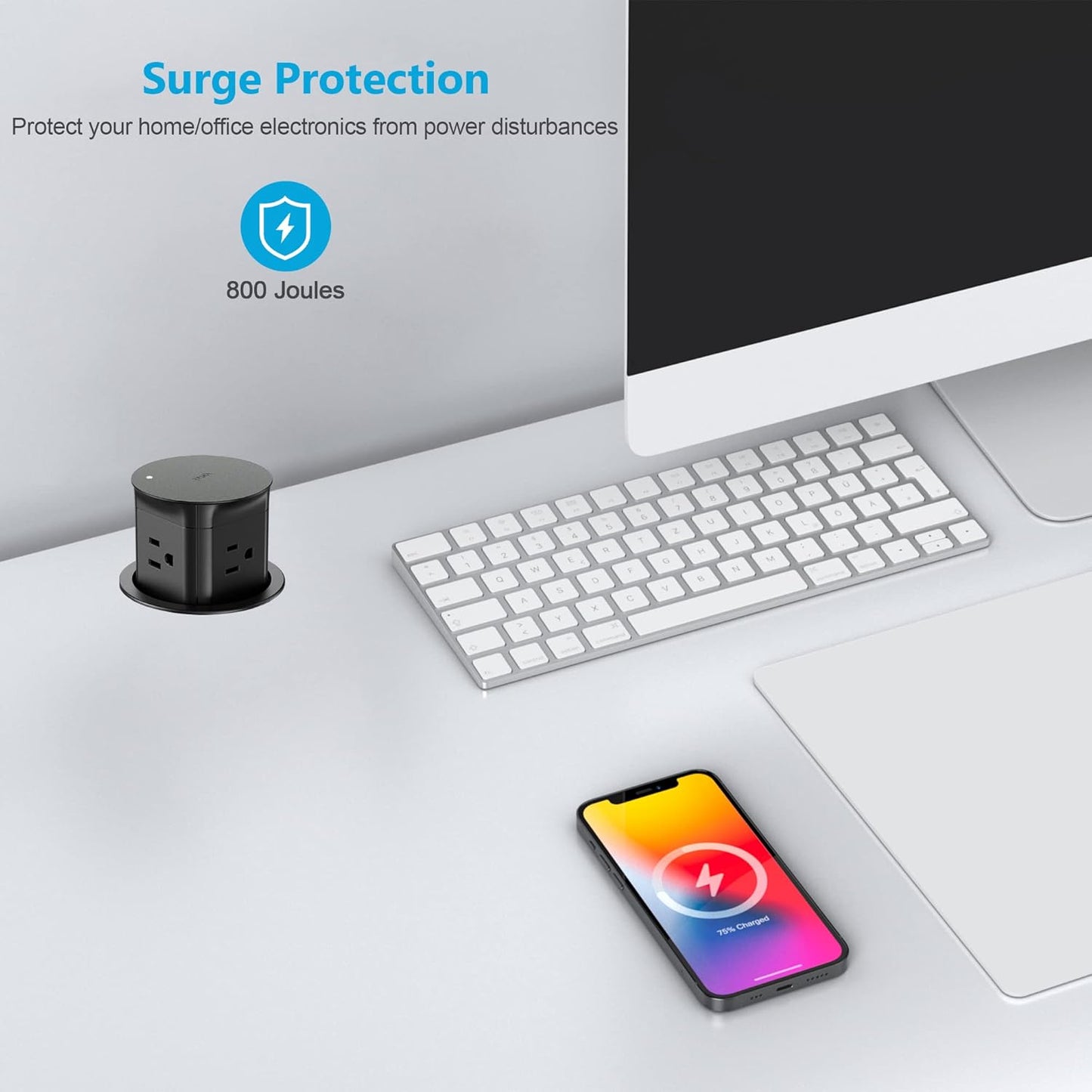 Jgstkcity Pop up Outlet for Kitchen Counter Island,Pop Out Outlet Station with 15 Amp Receptacle Outlet, Splash Resistant,3.15" Diameter,Conference Table Power Hub,ETL Listed