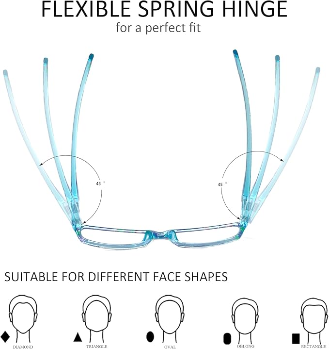 Henotin 6-Pack Reading Glasses Blue Light Blocking Anti Eyestrain Computer Reading Glasses for Women and Men Readers (Mix Color-D, 1.75, Diopters)
