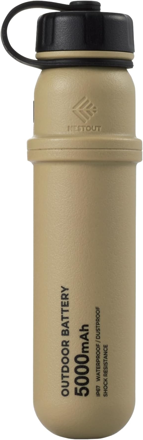 NESTOUT Rugged Portable Charger, 5000mAh Outdoor Battery Power Bank, 15W USB C Fast Charging, Waterproof IP67, Durable Shockproof, Tactical Battery Pack for Phone Military EDC Hiking Camping (Beige)