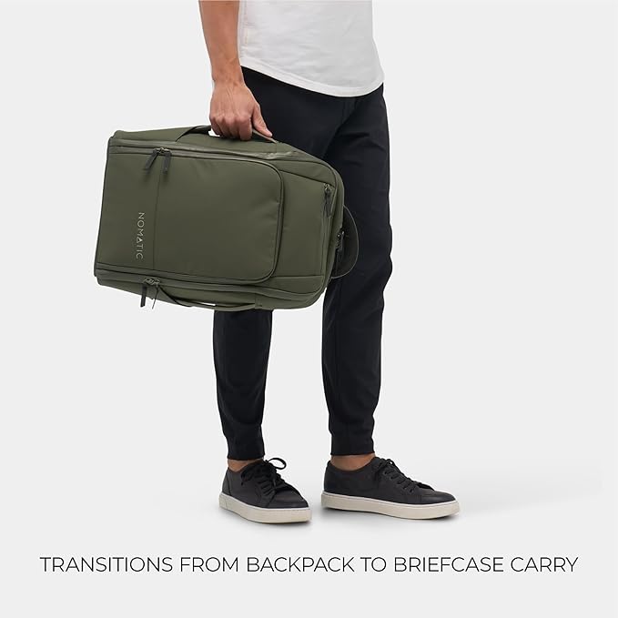NOMATIC Travel Pack - 20L Water Resistant Laptop Bag - TSA-Ready Expandable Olive Backpack