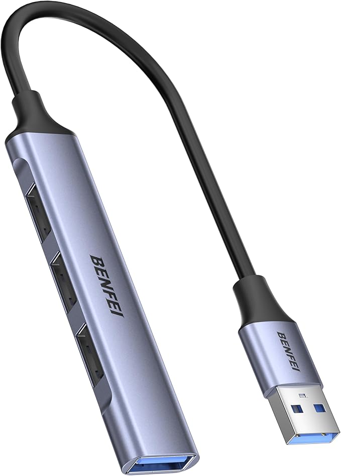BENFEI 4-Port USB Hub: 1x 10Gbps USB 3.2 + 3X USB 2.0- for Mouse, Keyboard, Flash Drive, Printer - Compatible with Laptop, PC, Xbox, PS5