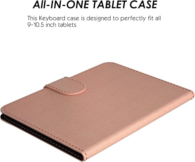 TouchPad Keyboard case for 9",9.7",10.1",10.2",10.5",10.9",11",Tablets,2-in-1 Bluetooth Wireless Keyboard with Touchpad,7 Colors Backlit & Leather Folio Cover(Rose Gold)