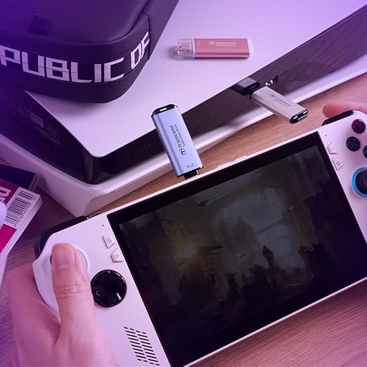 Transcend 2TB External SSD, USB 3.2 Gen2, Up to 1,050MB/s, Portable SSD with Type C, for Steam Deck, ROG Ally, MSI Claw, Windows & Mac, iPhone, iPad, Android, PS5, Xbox, Smart TV, Sky Blue