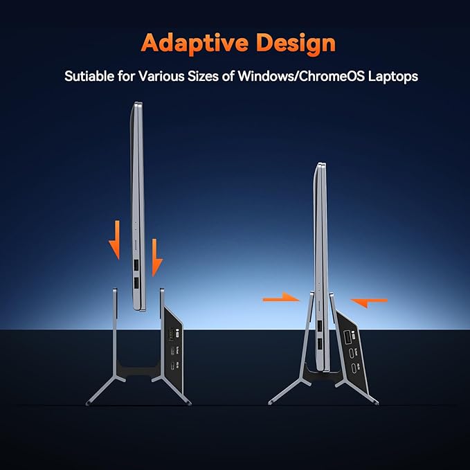 TobenONE Docking Station Dual Monitor Stand 4K@60Hz, 2 HDMI Ports, 100W Power Supply, PD 3.0, 6 USB, Ethernet, Laptop Stand Vertically, for Windows, ChromeOS, Desk Space Saving