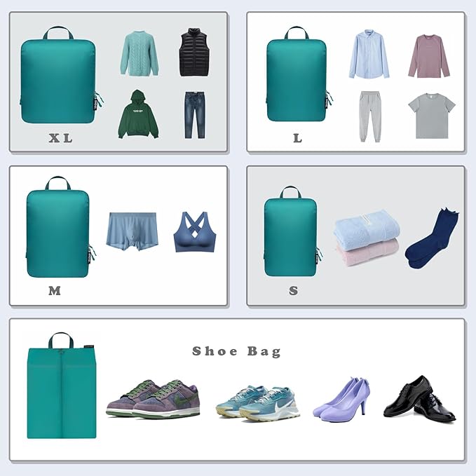 BAGAIL 6 Set Ultralight Compression Packing Cubes Packing Organizer for Travel Accessories Luggage Suitcase Backpack